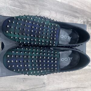 ALDO Studded Slip-On Shoes - Black and Green